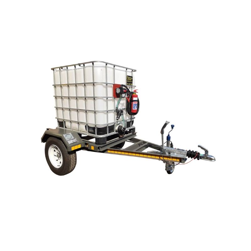 1000lt Diesel / fuel bowser trailers 40lpm 12v basic flowbin braked