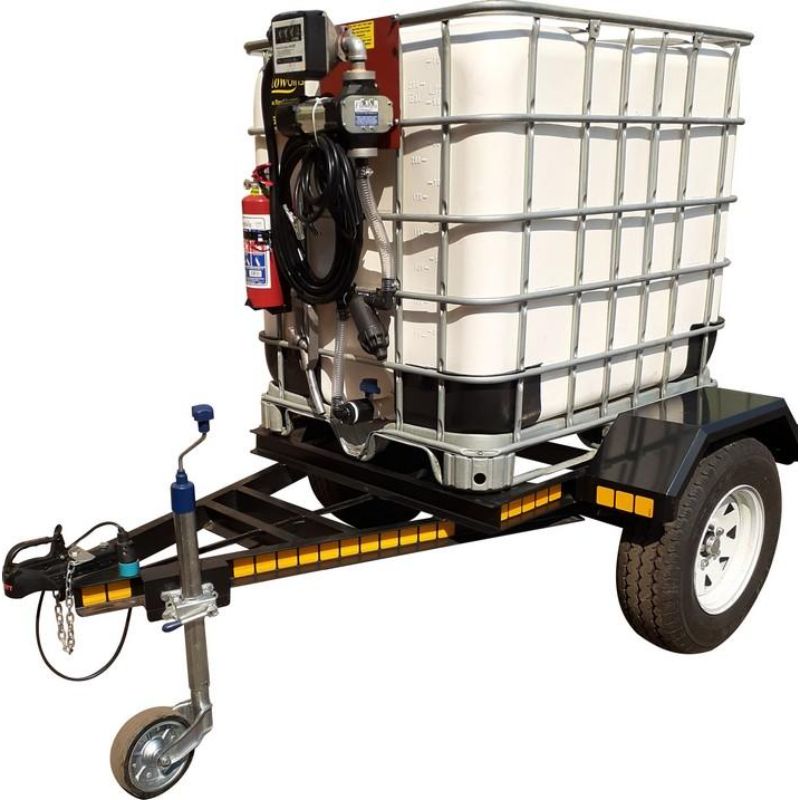 1000l Diesel bowser trailer units 85Lpm 12v (Piusi) braked