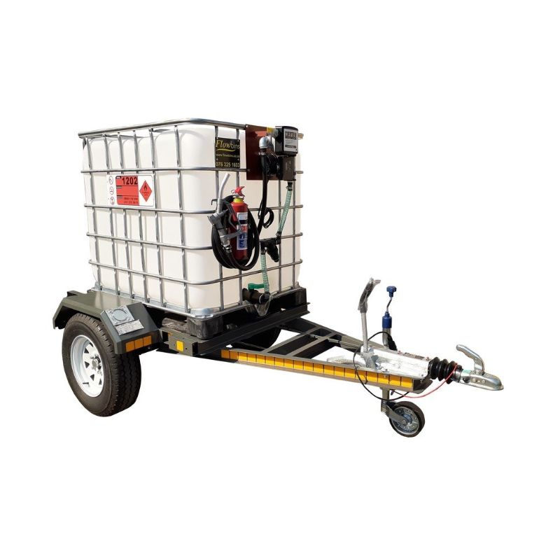 1000lt Diesel bowser trailer 72Lpm 220v (Piusi pump) flowbin braked