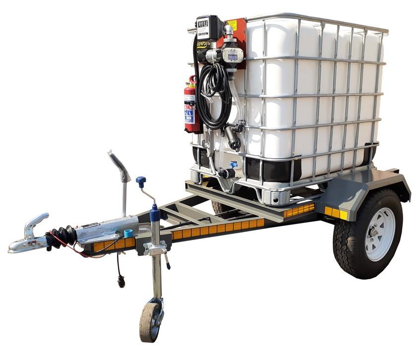 1000lt Diesel bowser trailer 85Lpm 12v (Piusi) braked