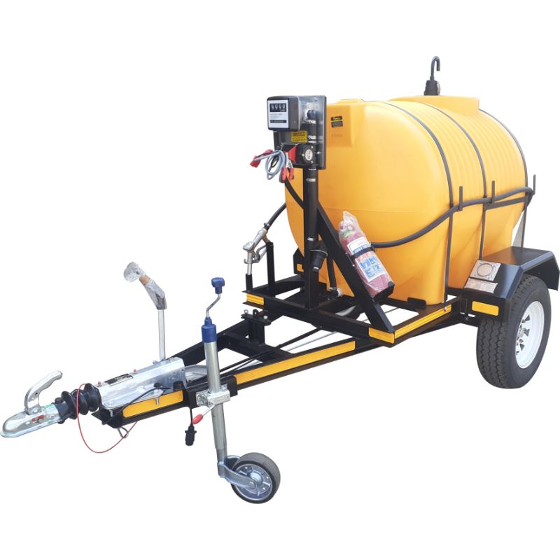 1000lt diesel trailer 50lpm 12v horizontal braked unit
