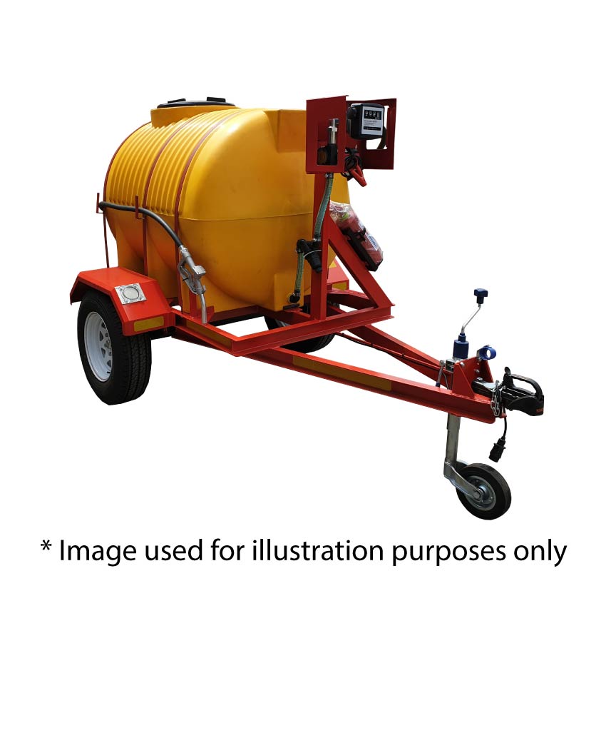 1000l Diesel trailer 85lpm 12v (Piusi) horizontal unbraked