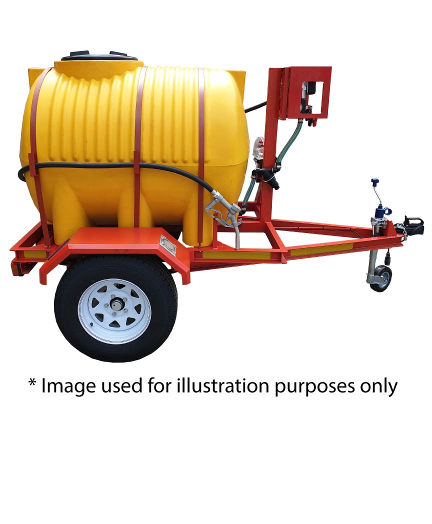 1000l Diesel trailer 85lpm 12v (Piusi) horizontal unbraked