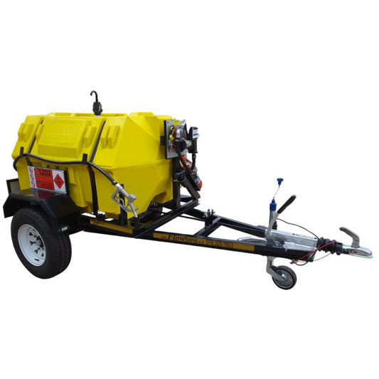 1000l Diesel trailer 50lpm-12v-Flowpump horizontal braked
